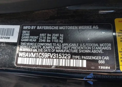 2015 BMW X1 Sdrive28I z USA, uszkodzony, nr VIN WBAVM1C59FV315329